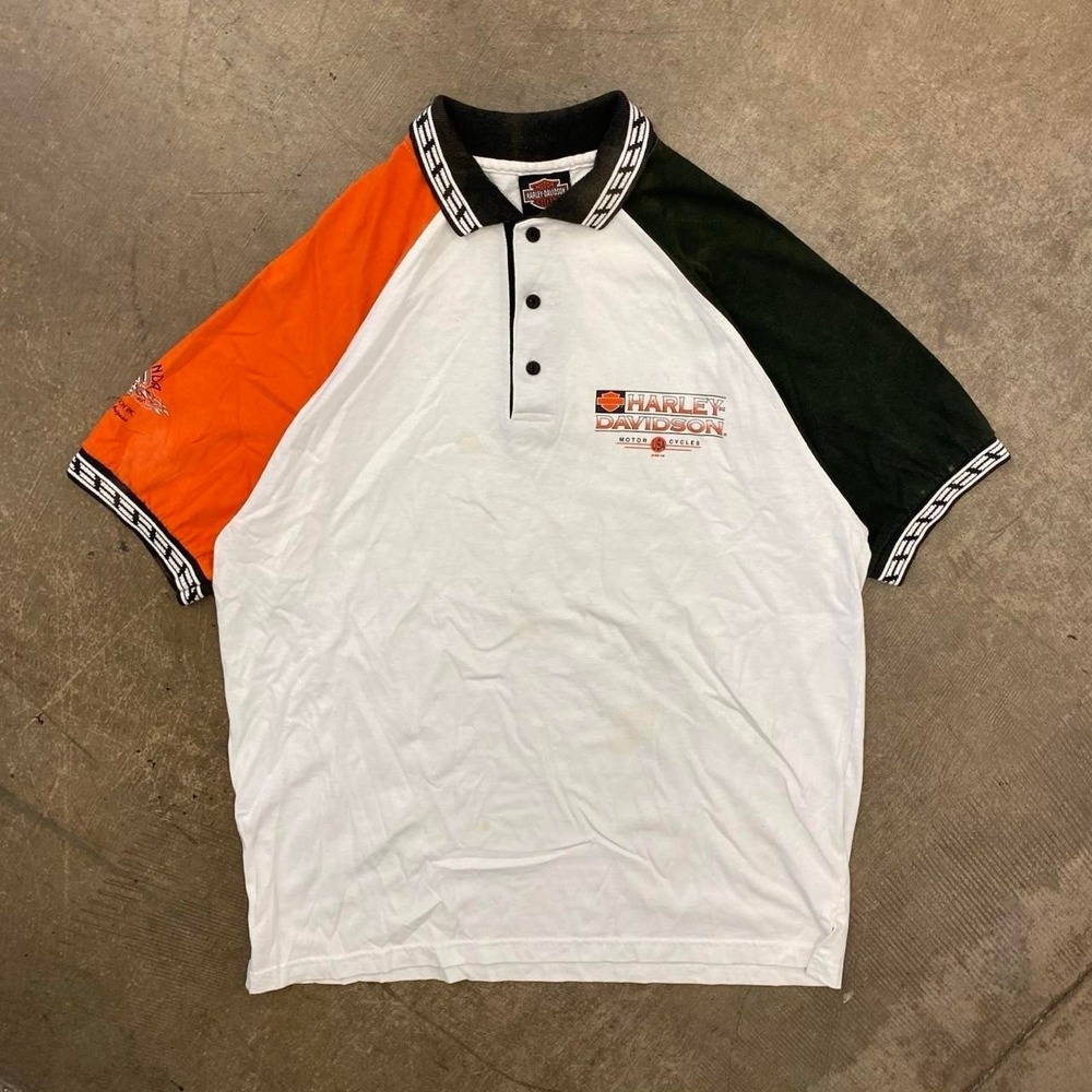Vintage Harley Davidson Polo Biker Hacienda Scottsdale Arizona Flames Shirt XL